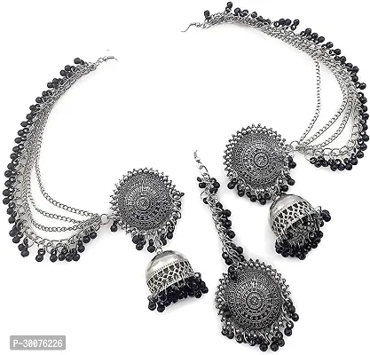 KAALRATRI Oxidised Silver Alloy Sterling Silver Silver Black Jewellery Set Pack of 1-thumb2