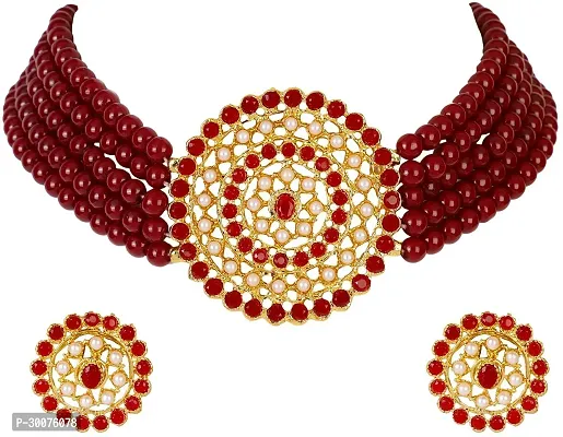 Kaima Alloy Maroon Jewellery Set Pack of 1-thumb0