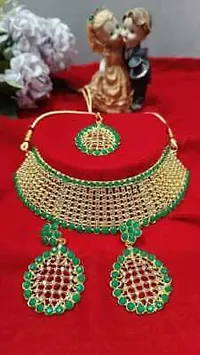 Kaima Alloy Goldplated Green Jewellery Set Pack of 1-thumb1