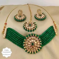 Kaima Alloy Goldplated Green Jewellery Set Pack of 1-thumb1