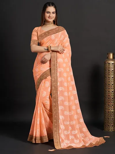 Best Selling Chiffon Saree with Blouse piece 