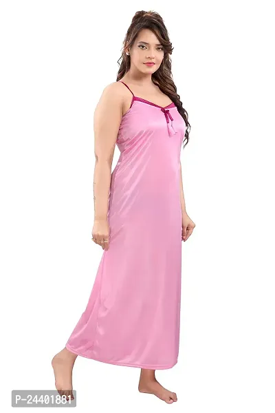 TRUNDZ Women's Satin Solid Maxi Nighty (NTY2647-2658_Dark Pink_Free Size)-thumb5