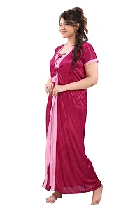 TRUNDZ Women's Satin Solid Maxi Nighty (NTY2647-2658_Dark Pink_Free Size)-thumb3