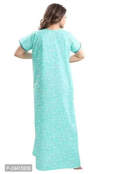 TRUNDZ Women's Cotton Printed Maxi Nighty (2631-2633_Turquoise_Free Size)-thumb4