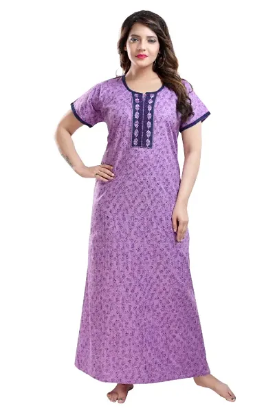 Cotton Printed Embroidery Nighty