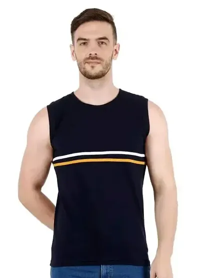 Fabulous Polycotton Striped Sleeveless Vests For Men