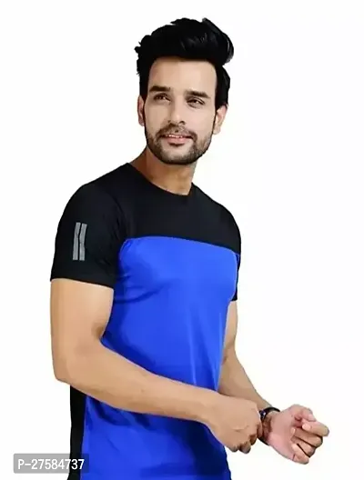 Stylish Blue Cotton Printed Tees For Men-thumb0