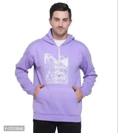 Elegant Purple Fleece Printed Long Sleeves Hoodies For Men-thumb0