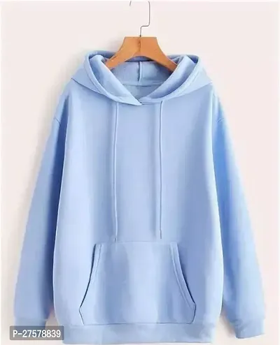 Elegant Blue Fleece Solid Long Sleeves Hoodies For Men-thumb0