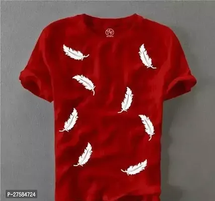 Stylish Red Cotton Printed Tees For Men-thumb0