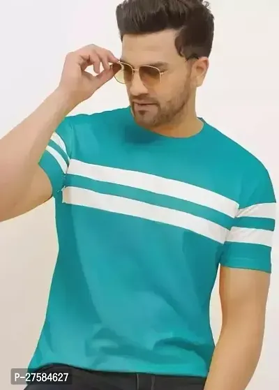 Stylish Blue Cotton Printed Tees For Men