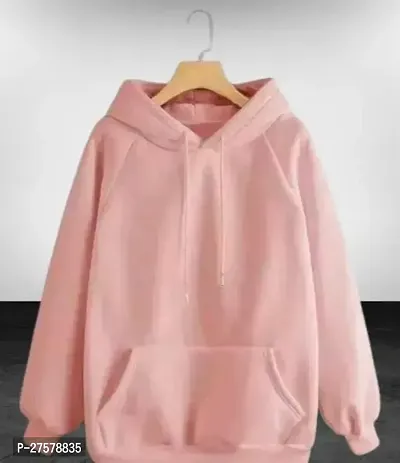 Elegant Pink Fleece Solid Long Sleeves Hoodies For Men-thumb0