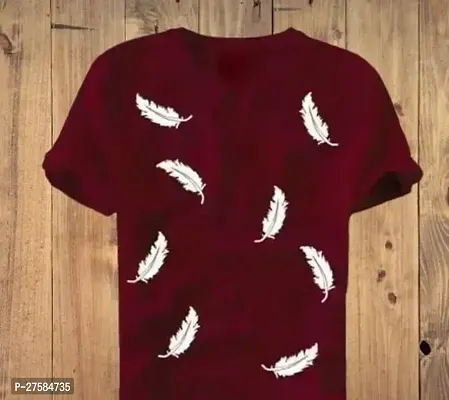 Stylish Maroon Cotton Printed Tees For Men