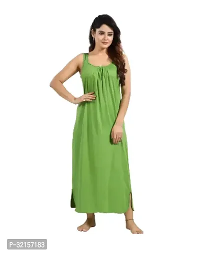 Elegant Green Cotton Printed Nighty For Women-thumb0