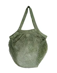 Organic Cotton Net Mesh Bags for Vegetables and Fruits/ Reusable Storage Bags//Market Bag (Multipurpose) - Combo of 3 (Green , Red and Beige)-thumb1