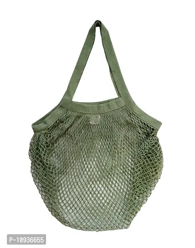 Organic Cotton Net Mesh Bags for Vegetables and Fruits/ Reusable Storage Bags//Market Bag (Multipurpose) - Combo of 3 (Green , Red and Beige)-thumb2