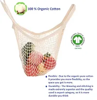 Organic Cotton Net Mesh Bags for Vegetables and Fruits/ Reusable Storage Bags//Market Bag (Multipurpose) - Combo of 3 (Blue, Red and Beige)-thumb3