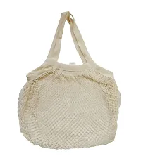 Organic Cotton Net Mesh Bags for Vegetables and Fruits/ Reusable Storage Bags//Market Bag (Multipurpose) - Combo of 2 (Red and Beige)-thumb1