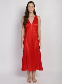 Women's Exotic Satin Maxi Nighty Nightgown Hot Red-thumb2
