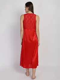 Women's Exotic Satin Maxi Nighty Nightgown Hot Red-thumb1