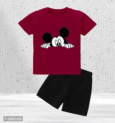 ONE ZERO KIDS  TOP    BOTTOM  SET | PRINTED T- SHIRTS |Maroon