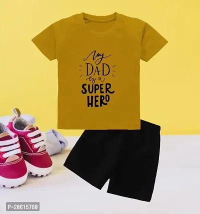 ONE ZERO KIDS  TOP    BOTTOM  SET | PRINTED T- SHIRTS |Mustard-thumb0