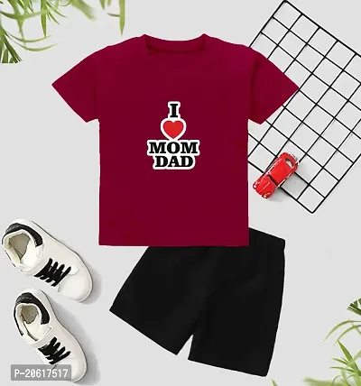 ONE ZERO KIDS  TOP    BOTTOM  SET | PRINTED T- SHIRTS |Maroon