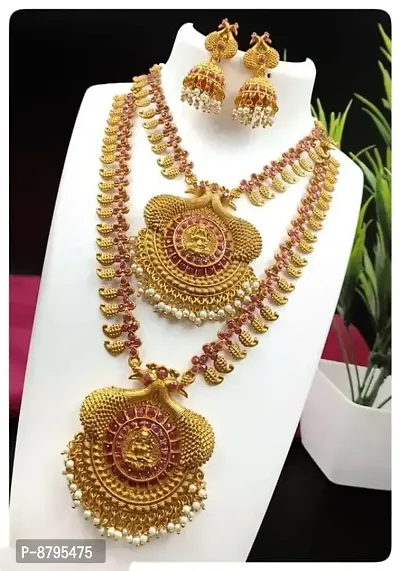 Stylish Fancy Elegant and Modern Double Line Temple Jewellery Set For Women