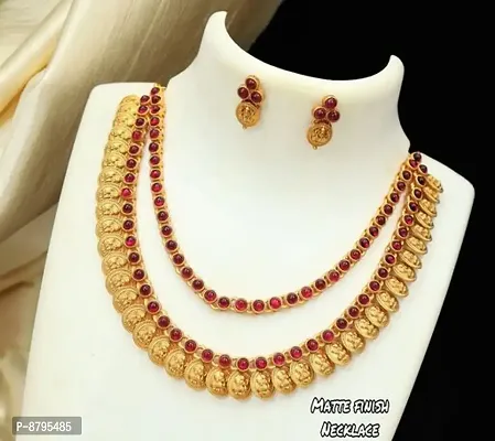 Stylish Fancy Gorgeous Double Line Laxmi Coin Temple Jewellery Set For Women-thumb0