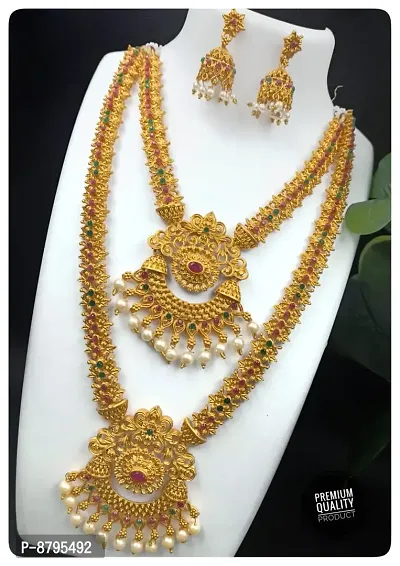 Stylish Fancy Diva Charming Stone Studded Temple Jewellery Set For Women