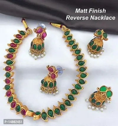 South Indian Style Kemp Necklace Set for Traditional Look-thumb0