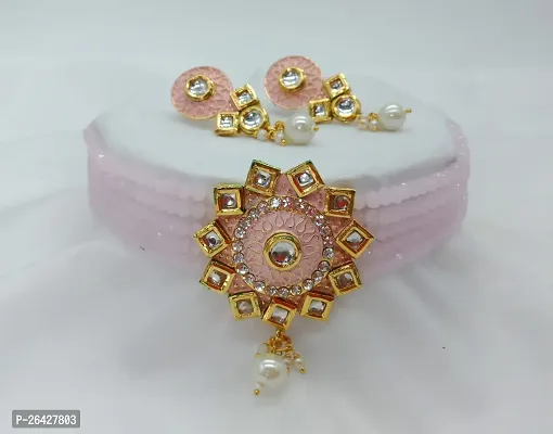 Stylish Pink Alloy Beads Jewellery Set For Women