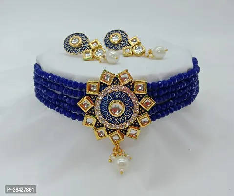 Stylish bLUE Alloy Beads Jewellery Set For Women-thumb0
