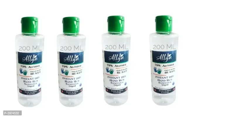 Allyn 70% Alchohol based Gel Hand Sanitizer (Pack of 4 bottle of 200 ml each)