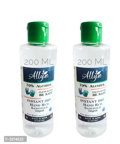 Allyn 70% Alchohol based Gel Hand Sanitizer (Pack of 2 bottle of 200 ml each)