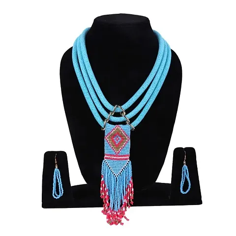Elegant Designer Handcrafted Rope Beaded Tribal Necklace Set