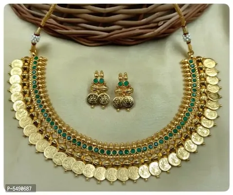 Traditional Gold Plated Alloy Artificial Stone work Jewellery Set-thumb0