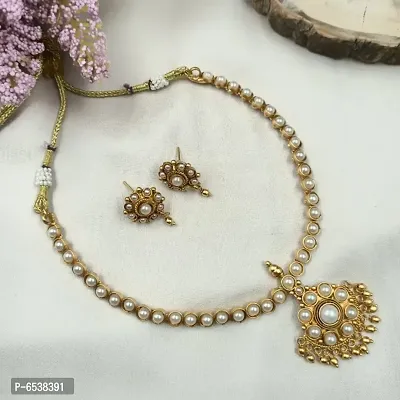 Traditional Golden Alloy Kempu Flower Jewellery Set