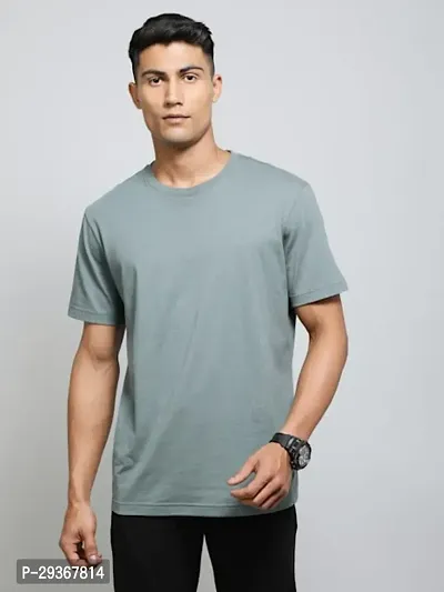 BROTHERS INK Solid Round Neck Tees for Men-thumb0