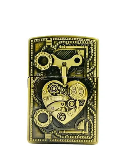 Genz Pocket Lighter Antique Premium Design and Full Metal Body, Flip Top Stylish Pocket Lighter, Windproof, and Refillable
