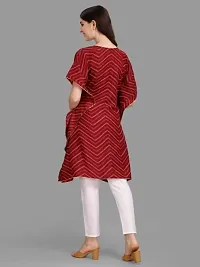 WILNERCROWN Women'sGirls (Round Neck) | ForalPrint | Calf Length | Cotton Fabric Designer Kaftan Style Designer Kurti (KFT-04-P-MAROON-XXL)-thumb4