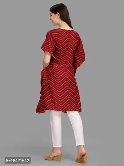 WILNERCROWN Women'sGirls (Round Neck) | ForalPrint | Calf Length | Cotton Fabric Designer Kaftan Style Designer Kurti (KFT-04-P-MAROON-XXL)-thumb5