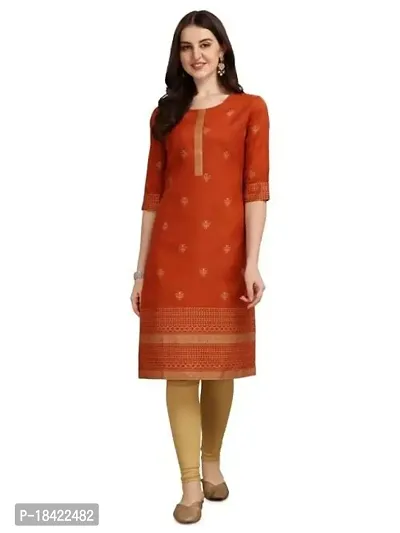 WILNERCROWN Women's Rayon Fabric | Straight | 3/4 Sleeves Regular Sleeves | Designer Women's  Girls Kurta (Kurti's) | (KRT-04-P-ORANGE-M)