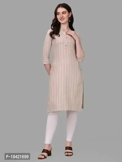 WILNERCROWN Women's Rayon Fabric | Straight | 3/4 Sleeves Regular Sleeves | Designer Women's  Girls Kurta (Kurti's) | (KRT-06-P-CREAM-L)-thumb2