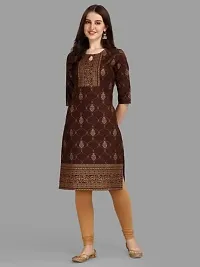 WILNERCROWN Women's Rayon Fabric | Straight | 3/4 Sleeves Regular Sleeves | Designer Women's  Girls Kurta (Kurti's) | (KRT-04-P-COFFEE-XXL)-thumb2