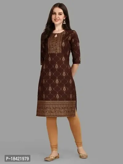 WILNERCROWN Women's Rayon Fabric | Straight | 3/4 Sleeves Regular Sleeves | Designer Women's  Girls Kurta (Kurti's) | (KRT-04-P-COFFEE-XXL)-thumb3