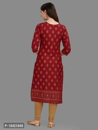 WILNERCROWN Women's Rayon Fabric | Straight | 3/4 Sleeves Regular Sleeves | Designer Women's  Girls Kurta (Kurti's) | (KRT-04-P-MAROON-3XL)-thumb5