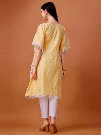 WILNERCROWN Women'sGirls (Round Neck) | ForalPrint | Calf Length | Cotton Fabric Designer Kaftan Style Designer Kurti (KFT-07-YELLOW-M)-thumb3