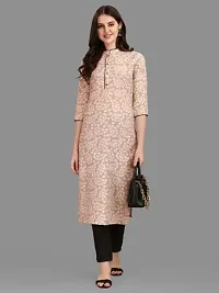 WILNERCROWN Women's Rayon Fabric | Straight | 3/4 Sleeves Regular Sleeves | Designer Women's  Girls Kurta (Kurti's) | (KRT-03-P-PEACH-CREAM-XXL)-thumb1