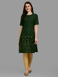 WILNERCROWN Women's Rayon Fabric | Straight | 3/4 Sleeves Regular Sleeves | Designer Women's  Girls Kurta (Kurti's) | (KRT-04-P-GREEN-L)-thumb1